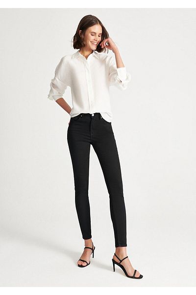Trn JNS Blugi super skinny Pantaloni Blugi negri care nu se estompează (totalizator)
