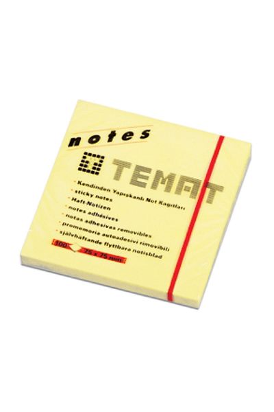 Temat Adhesive Note Paper 75x75 Mm Pastel Yellow 10483