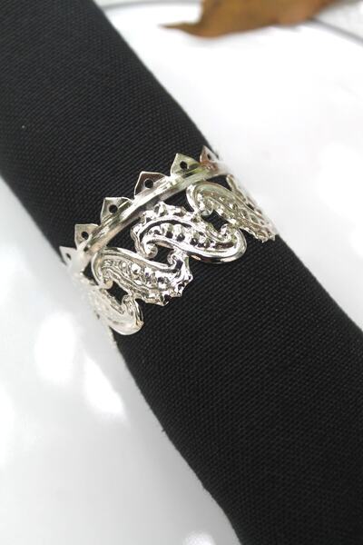 Emtory Home 6 komada srebrnih luksuznih metalnih prstenova za salvete Casablanca