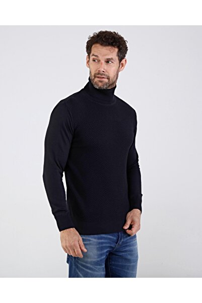 Çizgi Triko Чоловічий трикотажний светр з довгими рукавами та еластичною талією, з малюнком рибалки, синій