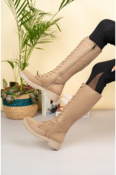 Tolgado حذاء نسائي من جلد الغزال باللون البيج برباط