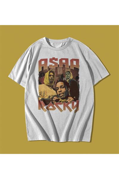 rebelberi Asap Rocky Rap Hip-hop Bootleg Oversize Unisex Bela Majica