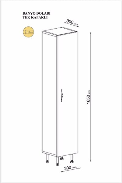 Egecan Mobilya 5 Raflı Banyo Boy Dolabı Havlu Dolabı Erzak Dolabı Banyo Dolabı