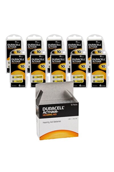 Duracell 10 Numara Işitme Cihazı Pili 10 X 6 Lı Paket 60 Adet Pil Pr70 Kulaklık Pili