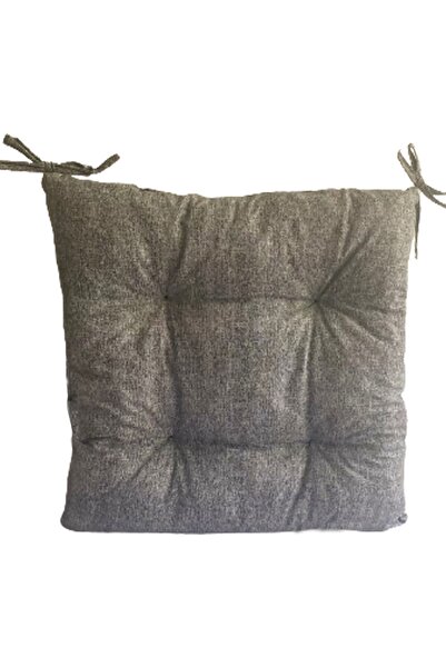 Pofidik Gri Desenli 40x40 Cm Sandalye Minderi Özel Dikişli Bağcıklı