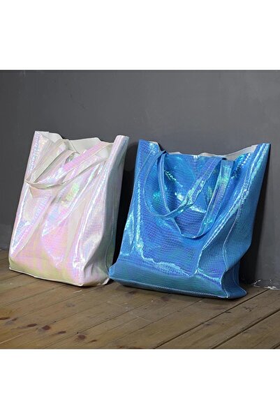 hediye Parlak Mavi Dalgalar Plaj Çantası Deniz Sahil 1-16