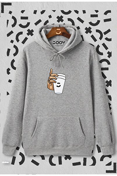 Jooy Company Unisex Glass Printed Gray Hooded Sweatshirt