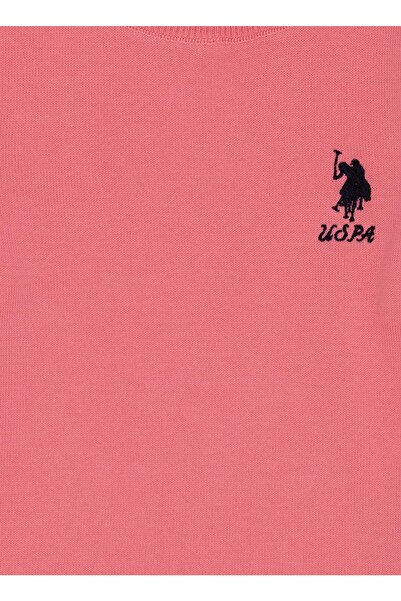 U.S. Polo Assn. Pulover pentru fetiță, roz uni, cu gât crew, Kcb01-sk22