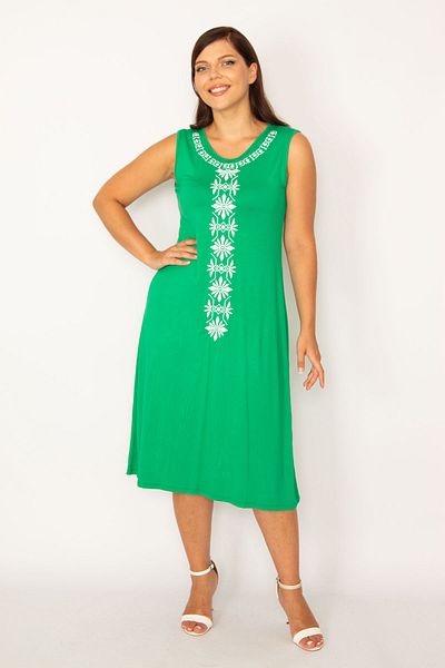 Şans Plus Size Dress - Green - A-line
