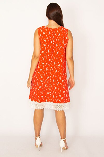 Şans Dámské velké šaty s krajkovým lemem z granátového jablka 65n34170