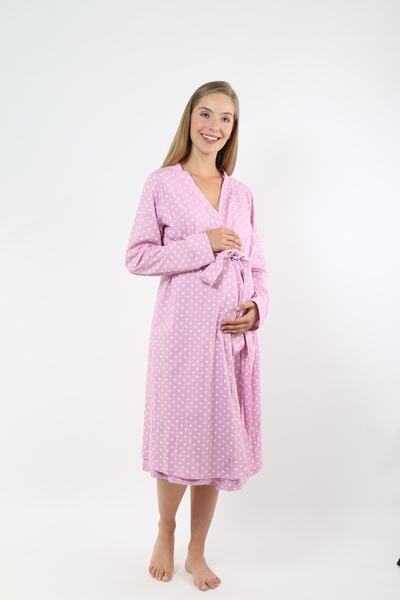 B.U Maternity Kadın Pembe Sabahlık Hamile