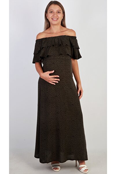 famous Carmen Yaka Fırfır Elbise Viskon