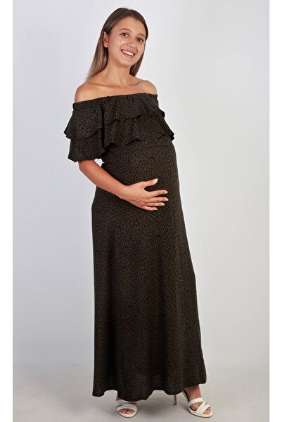 famous Carmen Yaka Fırfır Elbise Viskon