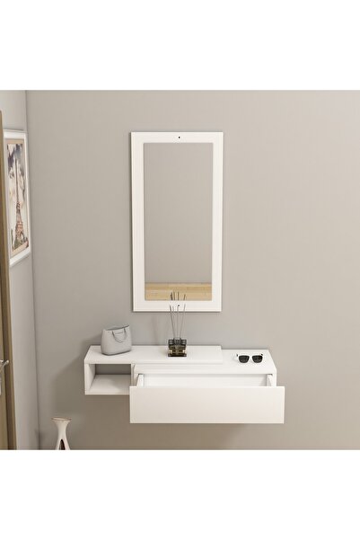 ARNETTİ Vien Çekmeceli Raflı Duvara Monte Aynalı Dresuar, Beyaz - Vien