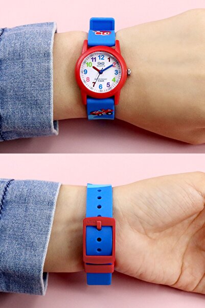 Q&Q 10 Atm Waterproof Red Blue Girl-Boy Wristwatch