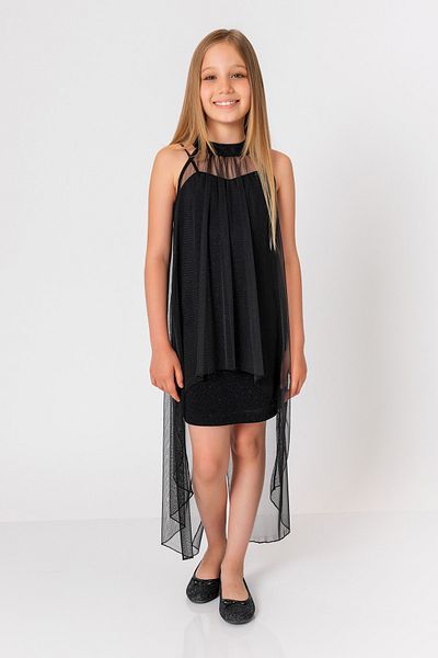 incity Rochie lurex fără mâneci pelerina din tul negru pentru fete