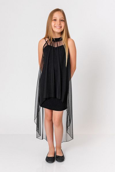 incity Rochie lurex fără mâneci pelerina din tul negru pentru fete