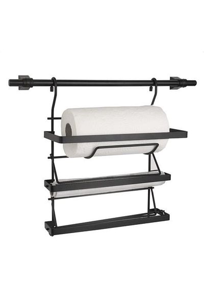SÖZER ORMAN ÜRÜNLERİ 3-Piece Black Foiled - Towel Holder, Stretch Set
