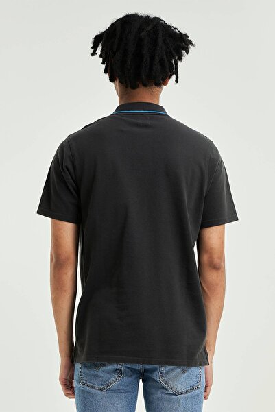 Levi's Men's Black Blue Embroidery Polo T-shirt - A3121-0002