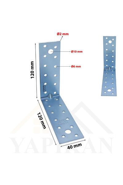 Yapıkan 2 Adet L Demir Gönye Köşebent 2x40x120x120mm - Mobilya Dolap Raf Masa...