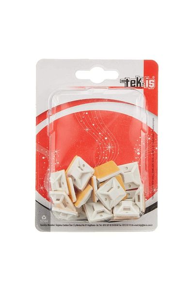 Tek-İş مشبك ربط كابل بلاستيكي مع حامل مشبك فيلكرو لاصق 28 × 28 مم 40 قطعة