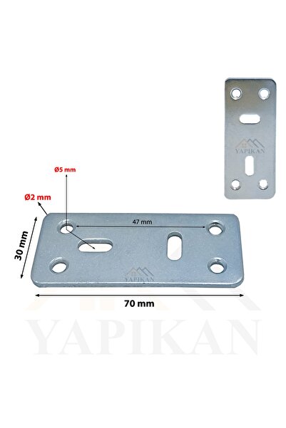 Yapıkan 10 Adet Düz Demir Gönye Köşebent 2x30x70mm - Mobilya Dolap Raf Masa K...