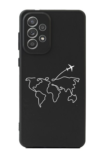 Spoyi Samsung A52 Premium Phone Case with Line Map Design Black