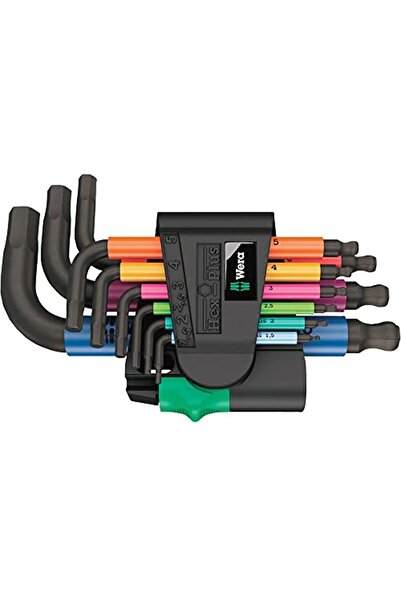 wera 05133164001 950/9 Hex-plus Multicolor 2 L Wrench Set, Metric, Black Laser, 9 Pieces