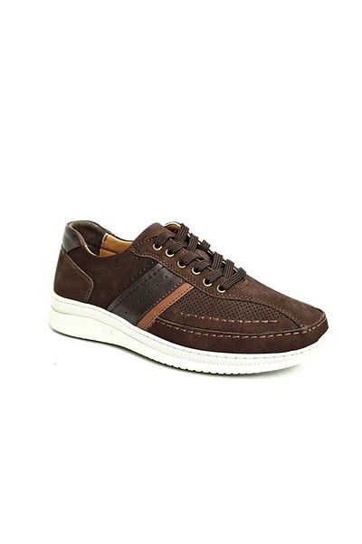 ÜÇLÜ Triple Men's Brown White Genuine Leather Thick Sole Lace Up Orthopedic Comfortable Daily Casu Walking Shoes