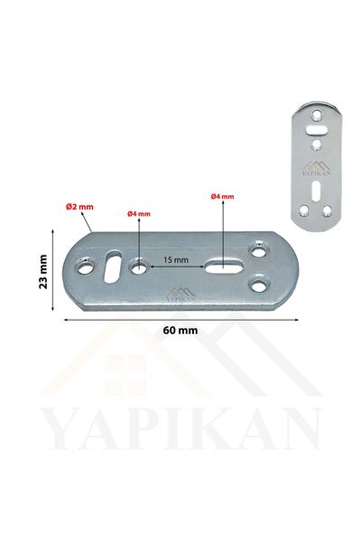 Yapıkan 12 Adet Düz Demir Gönye Köşebent 2x23x60mm - Mobilya Dolap Raf Masa K...