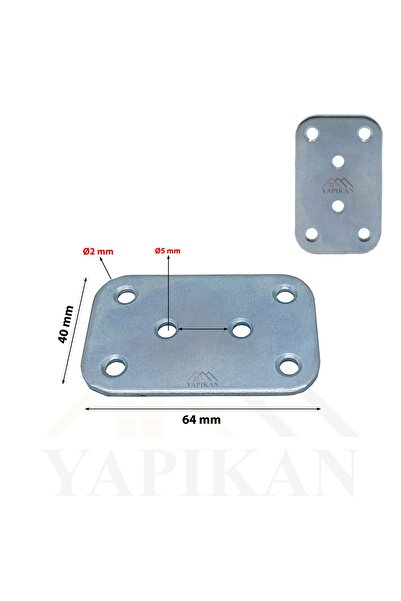 Yapıkan 6 Adet Düz Demir Gönye Köşebent 2x40x64mm - Mobilya Dolap Raf Masa Ke...