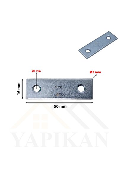 Yapıkan 20 Adet Düz Demir Gönye Köşebent 2x16x50mm - Mobilya Dolap Raf Masa K...