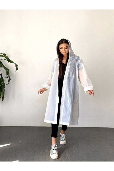 Özasya AVM Women's Men's Raincoat with Hood and Snap Fasteners