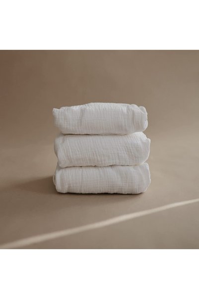 Anne Sesi Bürümcük Muslin Baby Duvet Cover Set 70X110 cm 100% Organic Cotton 15 cm Bed Height (White)