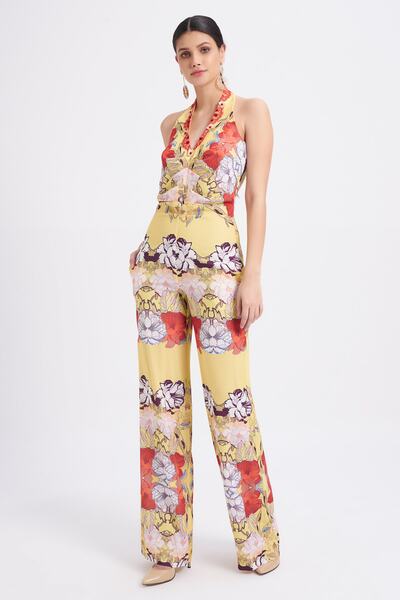 Balizza Blz-boyundan Askılı Çiçek Desenli Tulum