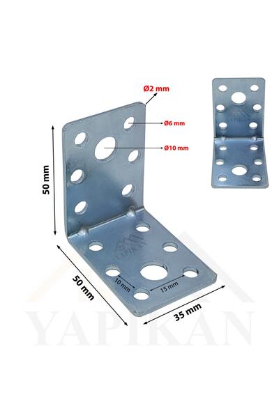 Yapıkan 6 Adet L Demir Gönye Köşebent 2x35x50x50mm - Mobilya Dolap Raf Masa K...