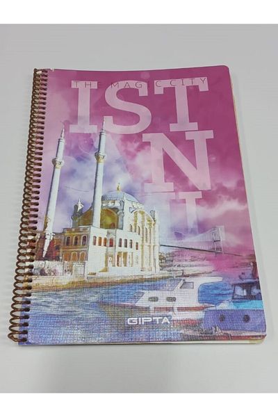 Gıpta Istanbul Themed A4 Spiral Checked Notebook