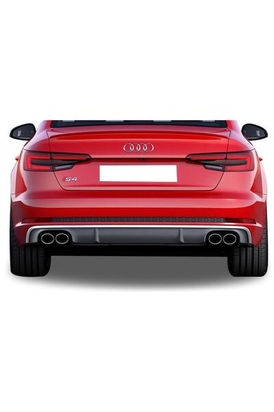 ps dizayn Audi A4 B9 2016 Sonrası 4 Çıkışlı S4 Arka Tampon Eki - Difüzör (pla...