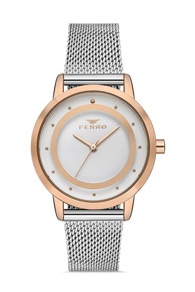 FERRO Silver Straw Cord 33 Mm Women's Wristwatch F40090c-e F40090c-e