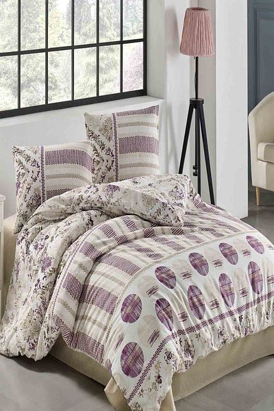 Kristal By Taç Crystal Terry Cotton Double Duvet Cover Set - Luna Lila