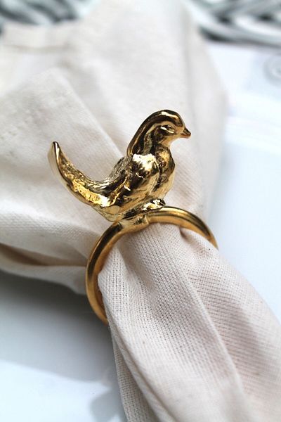 Emtory Home 6 Pieces Gold Bird Figured Modern Metal Napkin Ring - Napkin Ring