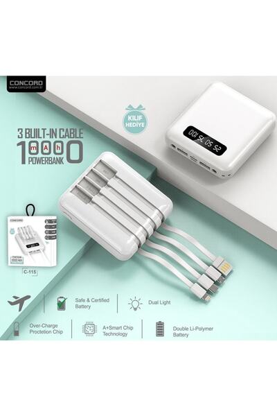 Concord C115 10.000 Mah Powerbank Typc Lighting Micro Usb Kılıf