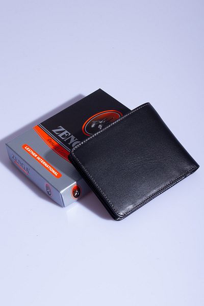Zenga 235 100% Genuine Leather Men's Wallet Black-red