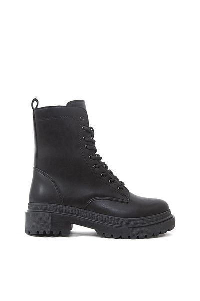 Tomsking Women's Black Boots Zippered Lace Detailed Stylish Comfortable Daily Boots&bootie&postal