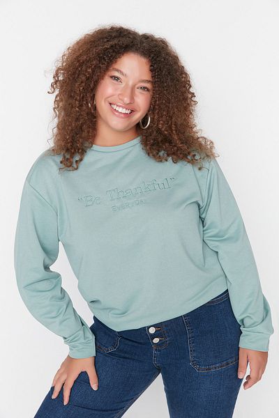 Trendyol Curve Plus Size Sweatshirt - Green - Regular fit