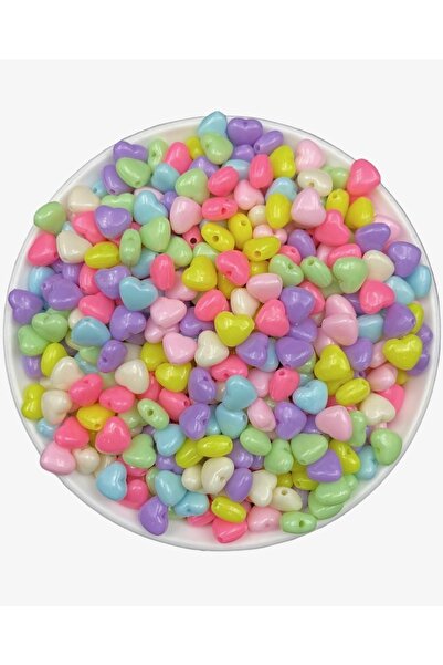 Boncuk 25 جرام 8 ملم نموذج قلب بلاستيكي مختلط الألوان، صناعة المجوهرات، خرز ه...