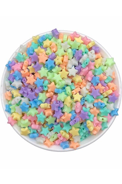 Boncuk نموذج نجمة بلاستيكية بألوان باستيل 8 مم، مجوهرات، خرز هواية (25 جرام، ...