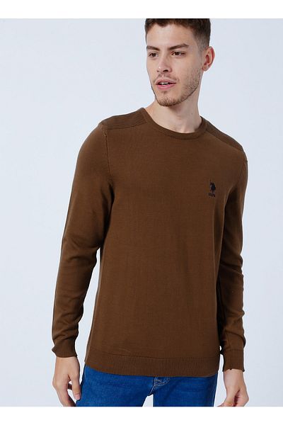 U.S. Polo Assn. Pánsky sveter Crew Neck Mustard Td01-bsk22