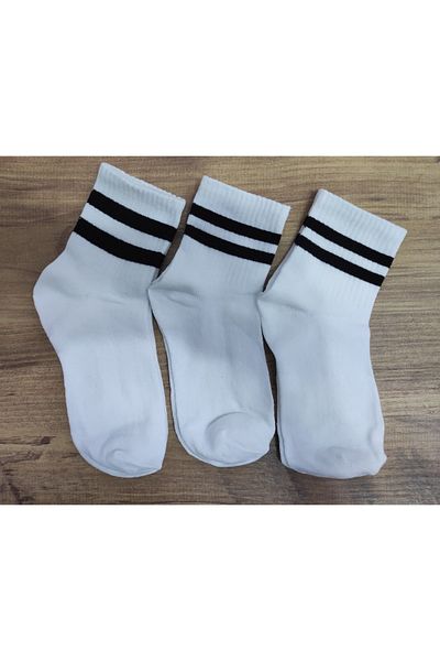 Akel Șosete de damă cu dungi albe și negre - Set de 3 perechi
