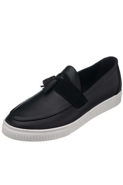 İriadam Poyraz-01 Black Calf Leather Large Size Men's Sports Shoes Comfortable Wide Fit Stylish